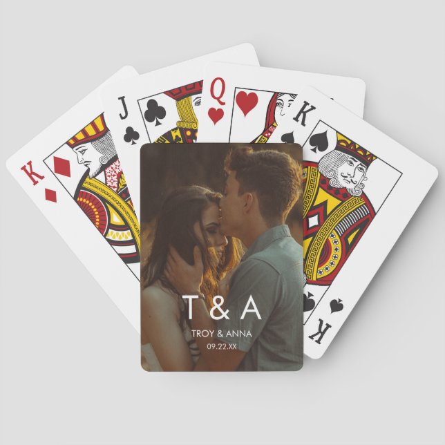Custom Picture Photo Modern Wedding Poker Cards (Back)