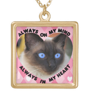 Custom Picture Pink Heart Pattern Heart And Mind Gold Plated Necklace