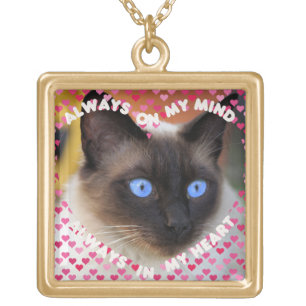 Custom Picture Pink Heart Pattern Heart And Mind Gold Plated Necklace