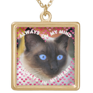 Custom Picture Pink Heart Pattern Heart And Mind Gold Plated Necklace