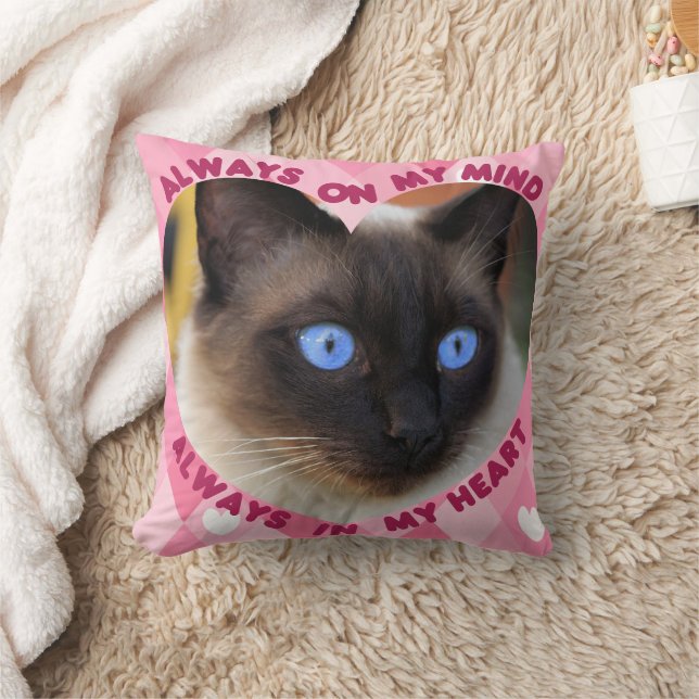 Custom Picture Pink Heart Pattern Heart And Mind  Throw Pillow (Blanket)