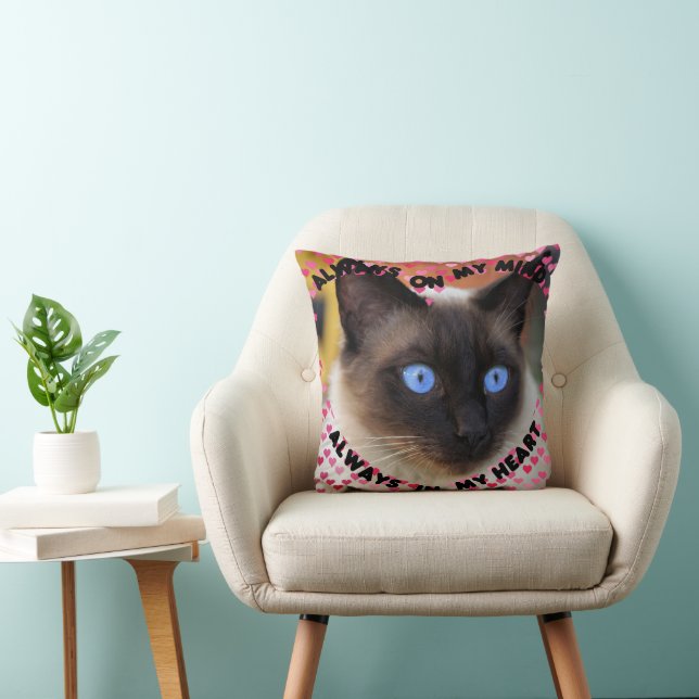 Custom Picture Pink Heart Pattern Heart And Mind  Throw Pillow (Chair)