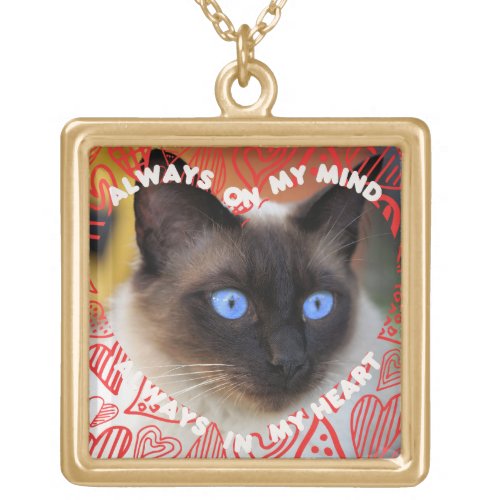 Custom Picture Red Heart Pattern Heart And Mind Gold Plated Necklace