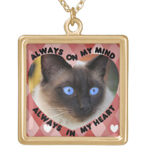 Custom Picture Red Heart Pattern Heart And Mind Gold Plated Necklace