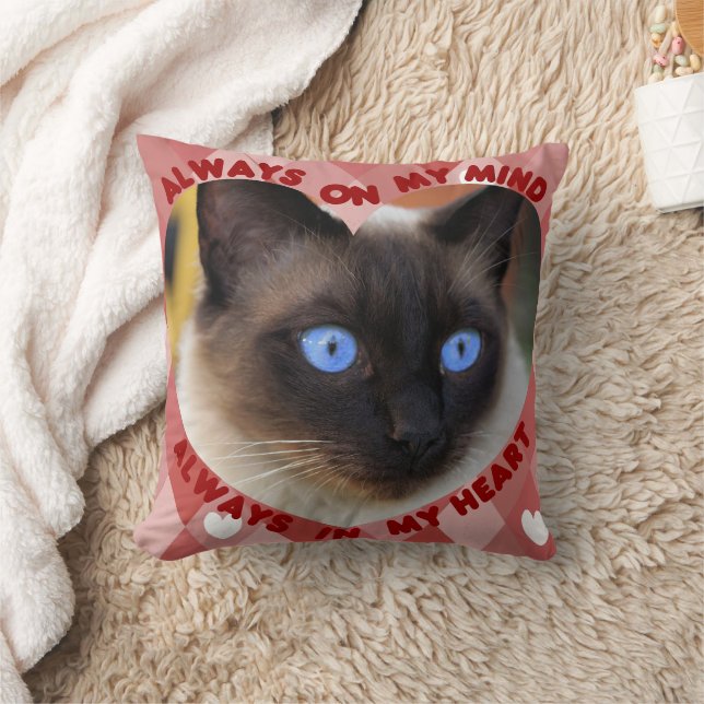 Custom Picture Red Heart Pattern Heart And Mind  Throw Pillow (Blanket)
