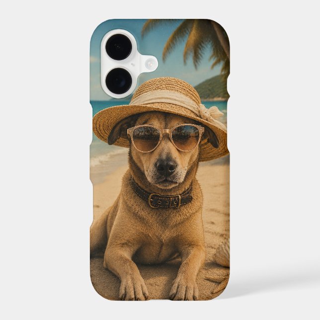 Custom Picture & Text Retro Beach Poster iPhone Case (Back)
