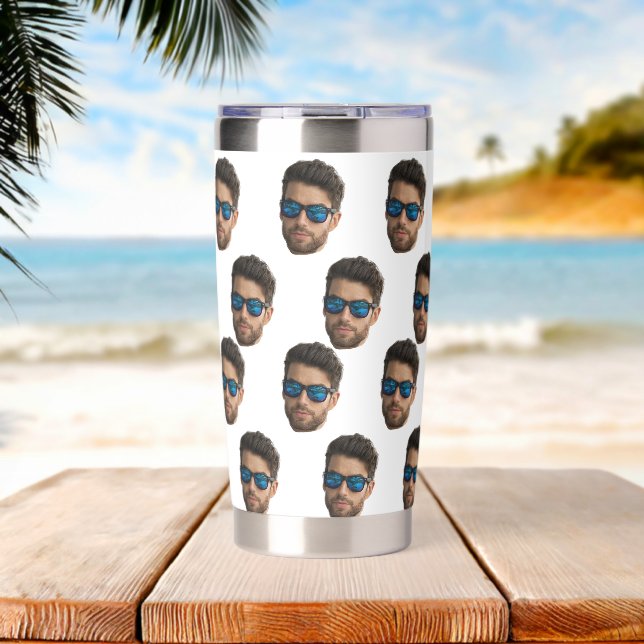 Custom Picture Tumbler, Funny Birthday Favor Insulated Tumbler (Beach (Rotated))