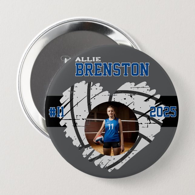 Custom Picture Volleyball Player personalized Button (Front & Back)