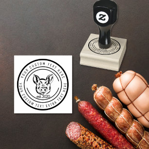 custom Pig farmer pork farmers market Rubber Stamp