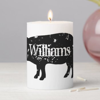 Custom Pillar Candle With Pig Animal Silhouette by cookinggifts at Zazzle
