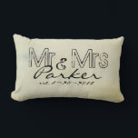 custom pillow Mr and Mrs personalized text<br><div class="desc">A custom pillow Mr and Mrs has personalized text to add your own name and date on vintage style background in ecru for wedding gift or unique home decor.</div>