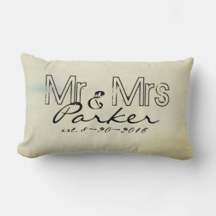 custom pillow Mr and Mrs personalized text