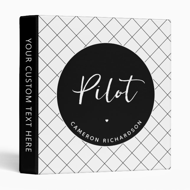 Custom Pilot Aviation School Graduation Elegant 3 Ring Binder (Front/Spine)