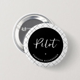 Custom Pilot Aviation School Graduation Elegant Button