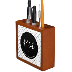 Custom Pilot Aviation School Graduation Elegant Desk Organizer