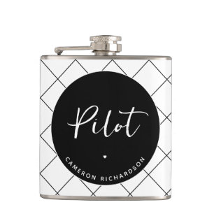 Custom Pilot Aviation School Graduation Elegant Flask