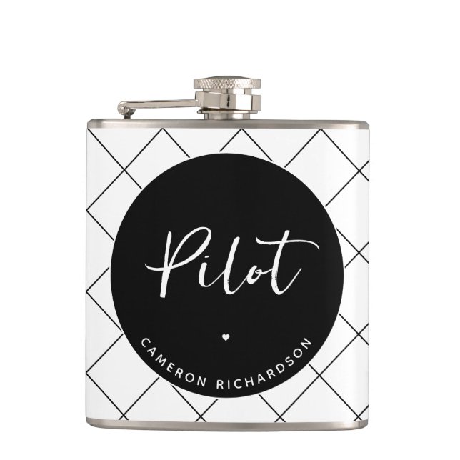 Custom Pilot Aviation School Graduation Elegant Flask (Front)