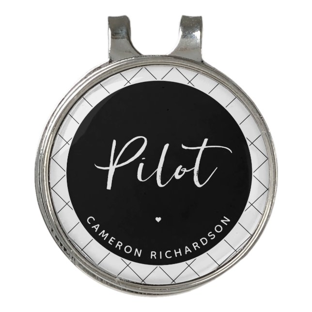 Custom Pilot Aviation School Graduation Elegant Golf Hat Clip (Front)