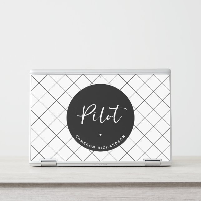 Custom Pilot Aviation School Graduation Elegant HP Laptop Skin (Front)