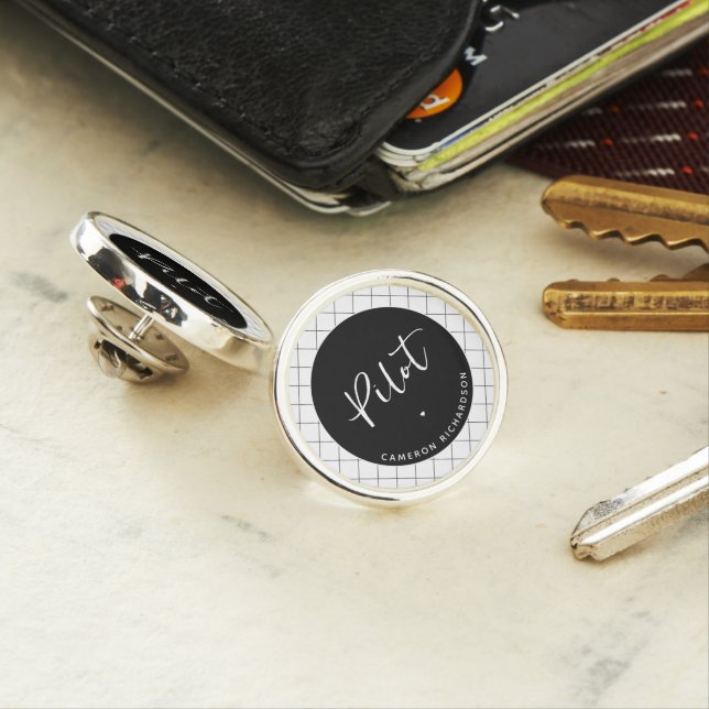 Custom Pilot Aviation School Graduation Elegant Lapel Pin (In Situ)