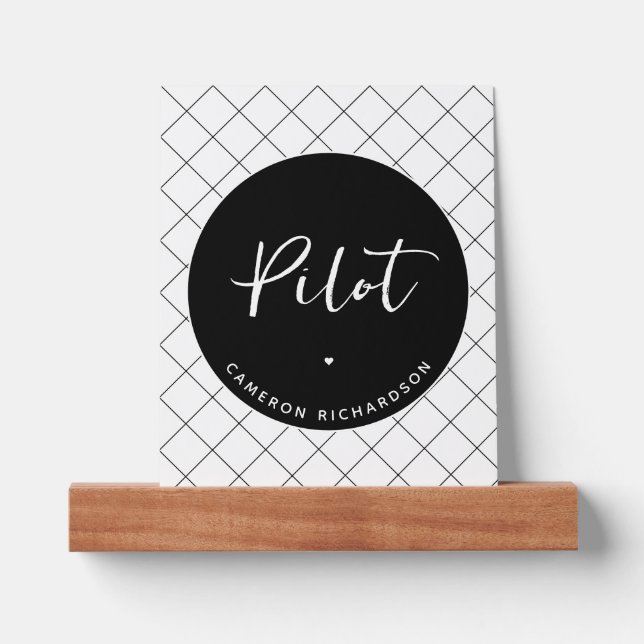 Custom Pilot Aviation School Graduation Elegant Picture Ledge (Front)