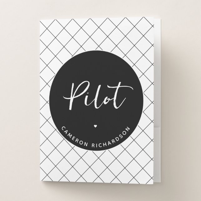 Custom Pilot Aviation School Graduation Elegant Pocket Folder (Front)