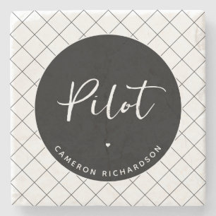 Custom Pilot Aviation School Graduation Elegant Stone Coaster