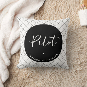 Custom Pilot Aviation School Graduation Elegant Throw Pillow