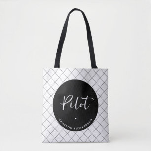 Custom Pilot Aviation School Graduation Elegant Tote Bag