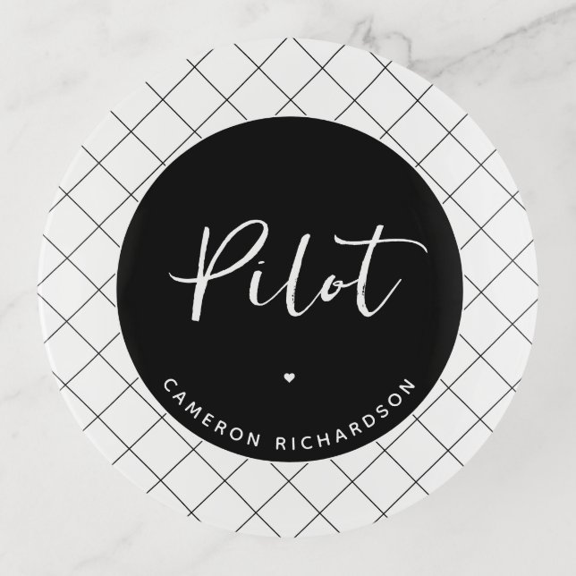 Custom Pilot Aviation School Graduation Elegant Trinket Tray (Front)