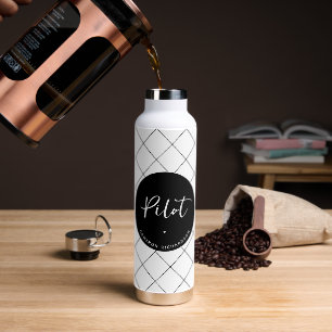 Custom Pilot Aviation School Graduation Elegant Water Bottle