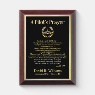 Custom Pilots Prayer Frame, Gift Pilot Graduation Award Plaque