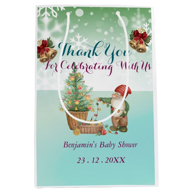 Custom Pine Star Baby Shower Medium Gift Bag (Front)
