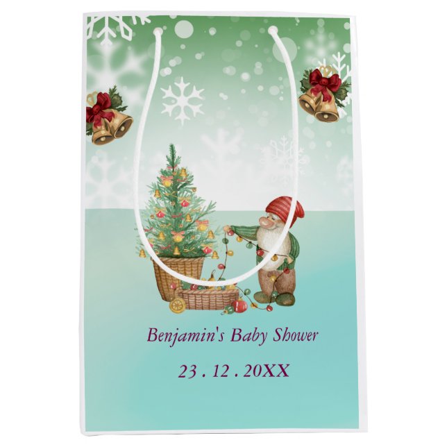 Custom Pine Star Baby Shower Medium Gift Bag (Front)