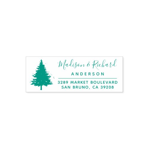Custom Pine Tree Couple Family Name Return Address Self_inking Stamp