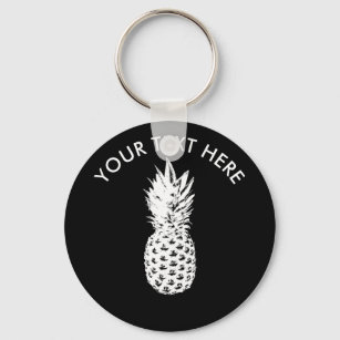 Custom pineapple fruit round button keychain