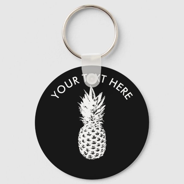 Custom pineapple fruit round button keychain (Front)