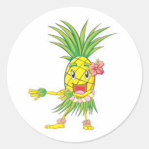 Custom Pineapple Hula Dancer Dancing Classic Round Sticker