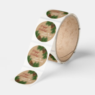 Custom Pinecones Pine Needles Branches Wreath Classic Round Sticker