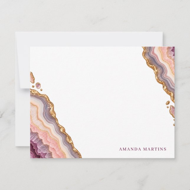 Custom Pink Agate Geode Note Card (Front)