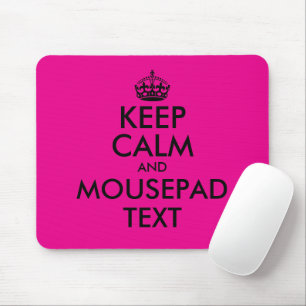 Custom pink and black keep calm mouse pad gift