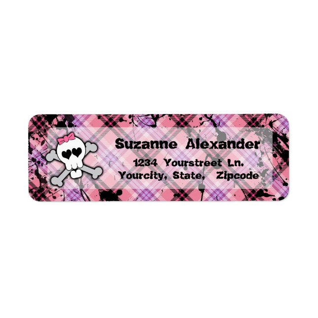 Custom Pink and Black Skull w Crossbones Label (Front)