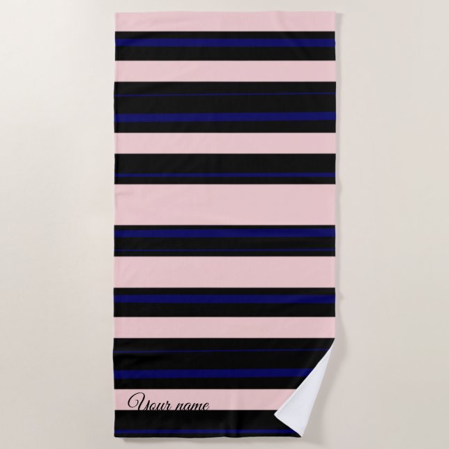 Custom pink and blue navy beach towel (Front)