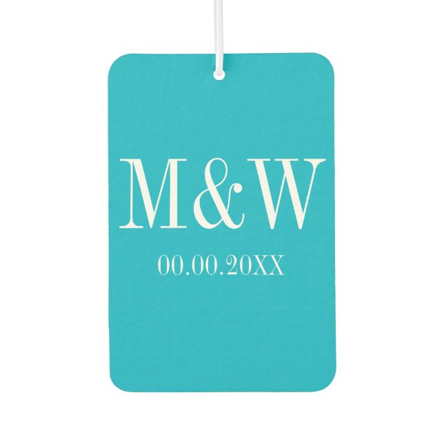 Custom pink and turquoise heart car air freshener (Front)