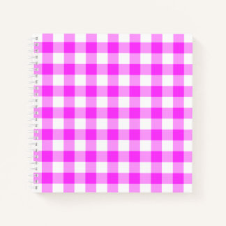 Custom Pink and White Checked Plaid Notebook