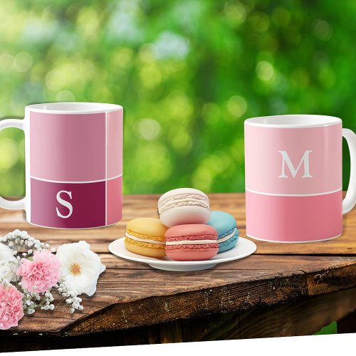 Custom Pink and White Monogram Collage Mug