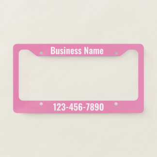 Custom Pink and White Promotional Template License Plate Frame