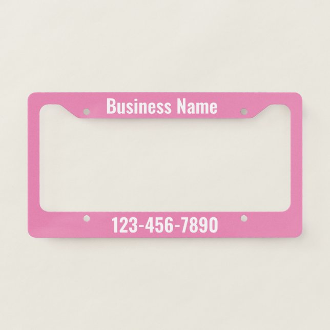Custom Pink and White Promotional Template License Plate Frame (Front)