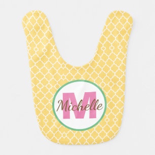 Custom Pink and Yellow Initial Bib