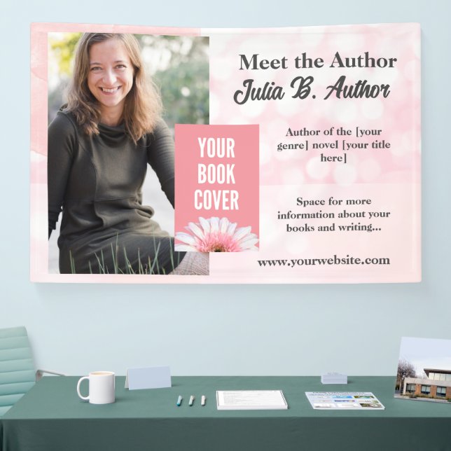 Custom Pink Author Promotional Banner (Tradeshow)